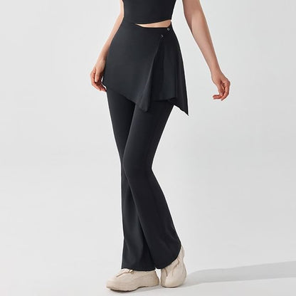 High Waist Flared Sweatpants With Wrap Skirt