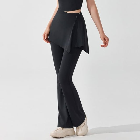High Waist Flared Sweatpants With Wrap Skirt