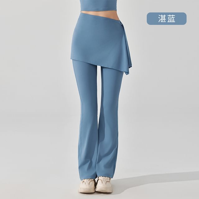 High Waist Flared Sweatpants With Wrap Skirt