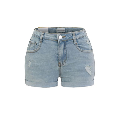 High Waist Distressed Denim Shorts