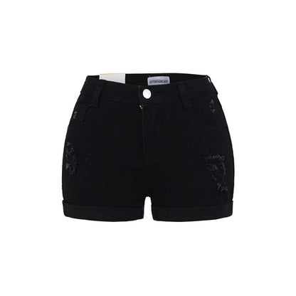 High Waist Distressed Denim Shorts