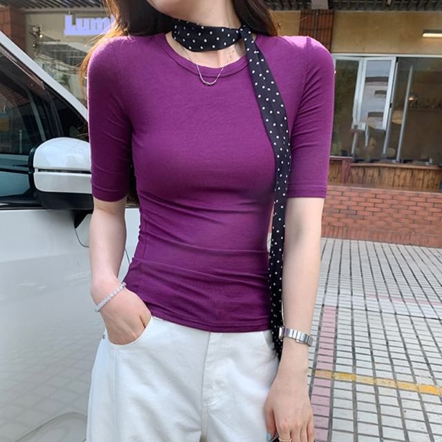 Slim Round-Neck Short-Sleeved Tee
