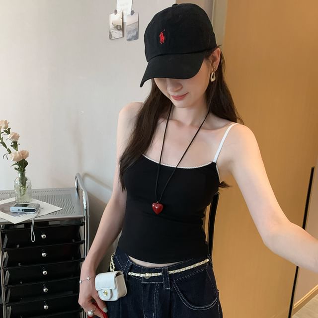Slim Contrast-Trim Cami Top