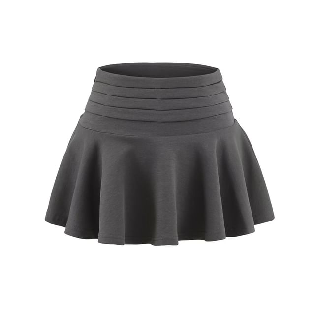 Solid High Rise Mini A-Line Skirt