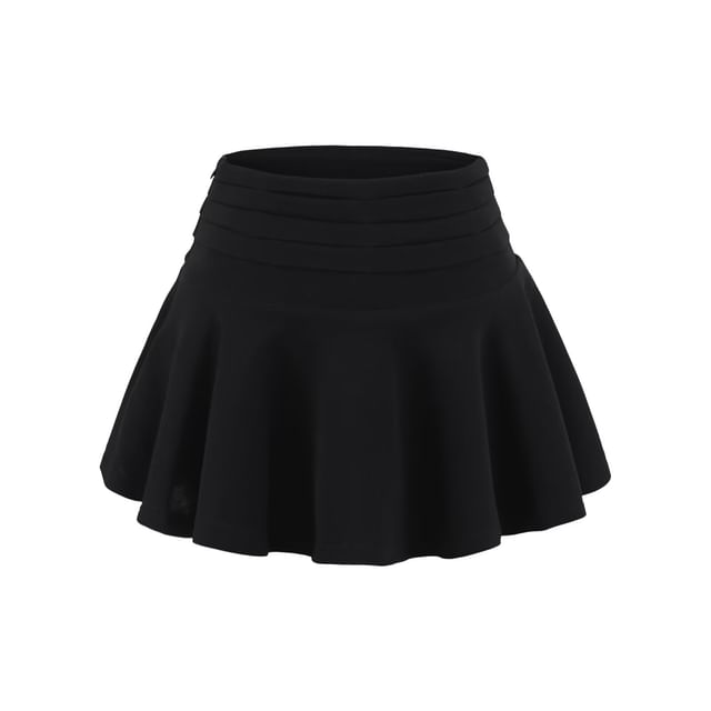 Solid High Rise Mini A-Line Skirt