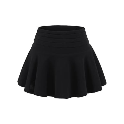 Solid High Rise Mini A-Line Skirt