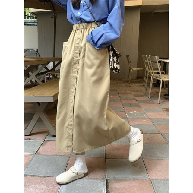 Solid Midi Skirt