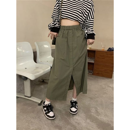 Solid Midi Skirt