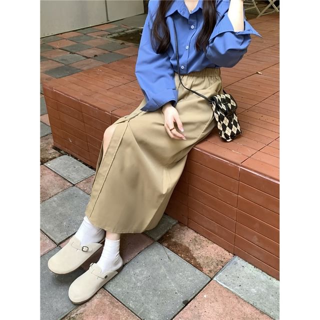 Solid Midi Skirt