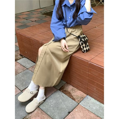 Solid Midi Skirt