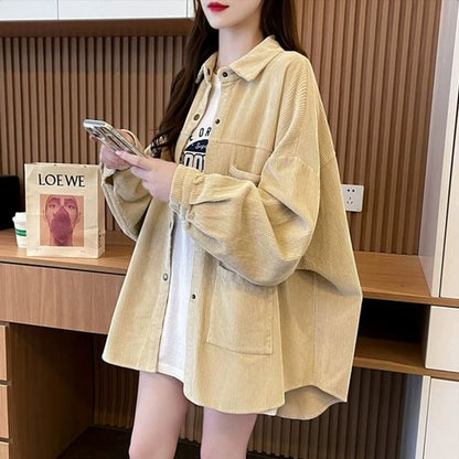 Corduroy Buttoned Pocket Shacket