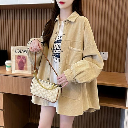 Corduroy Buttoned Pocket Shacket
