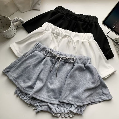 Drawstring Waist Ruffle Skort