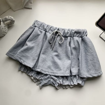 Drawstring Waist Ruffle Skort