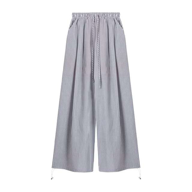 Mid Rise Striped Baggy Pants / V-Neck Plain Cardigan