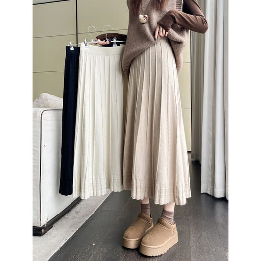 Plain Knit A-Line Midi Skirt