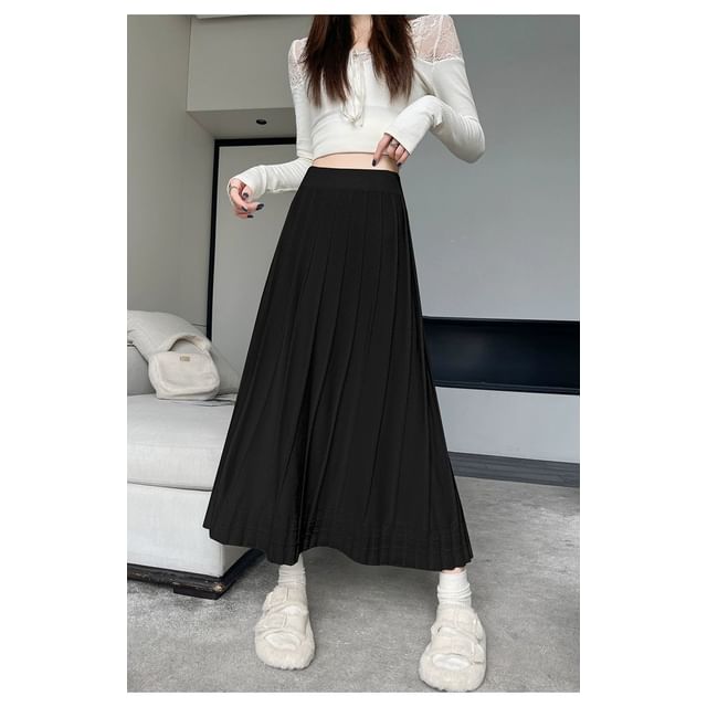 Plain Knit A-Line Midi Skirt