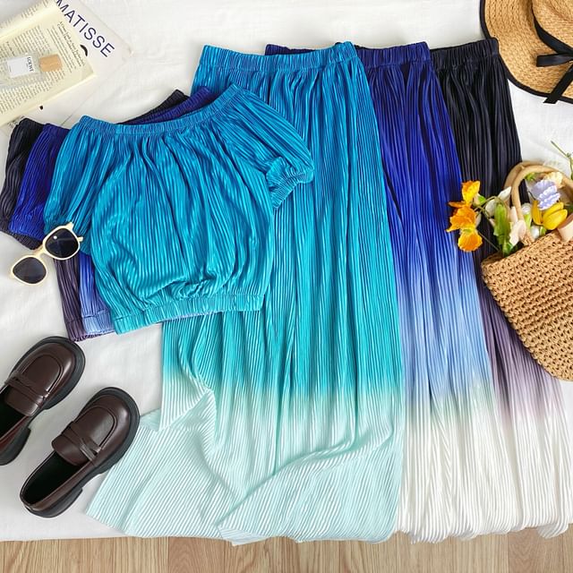 Gradient Top and A-Line Maxi Skirt Set