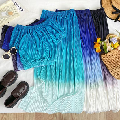 Gradient Top and A-Line Maxi Skirt Set