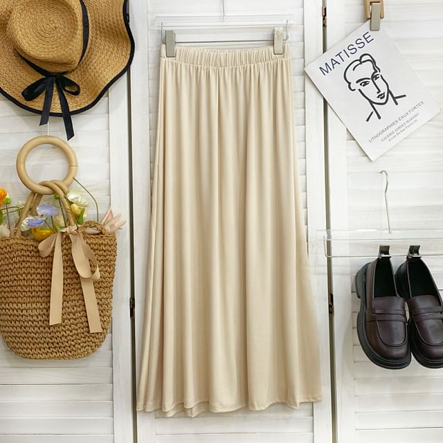 Solid A-Line Maxi Skirt