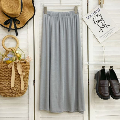 Solid A-Line Maxi Skirt