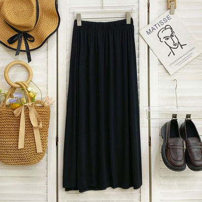 Solid A-Line Maxi Skirt