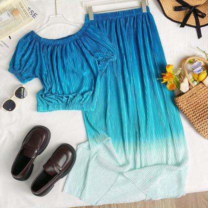Gradient Top and A-Line Maxi Skirt Set
