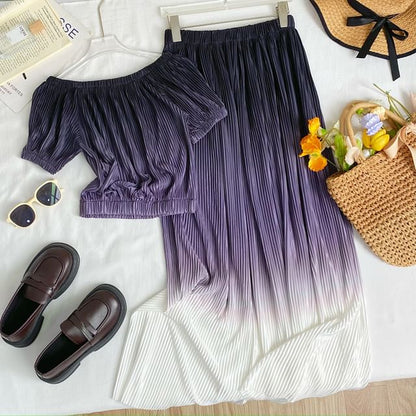 Gradient Top and A-Line Maxi Skirt Set