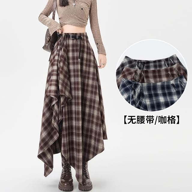 Asymmetrical Plaid A-Line Skirt