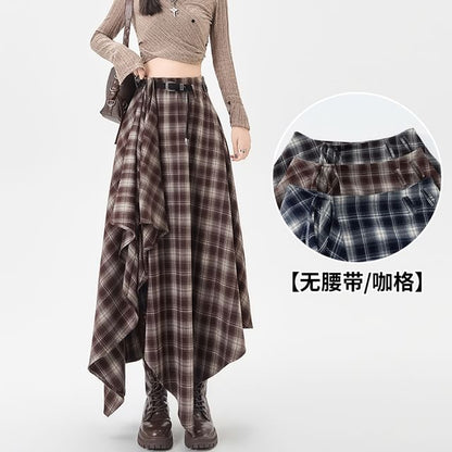 Asymmetrical Plaid A-Line Skirt