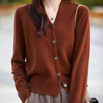 V-Neck Plain Button Up Cardigan