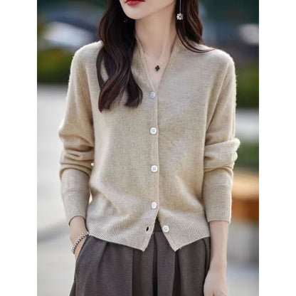 V-Neck Plain Button Up Cardigan