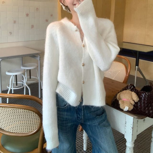 Furry Crewneck Cardigan