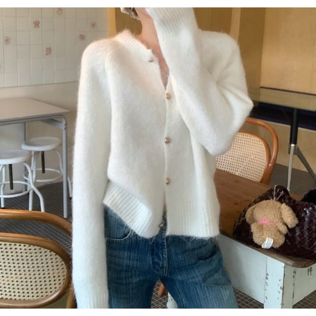 Furry Crewneck Cardigan