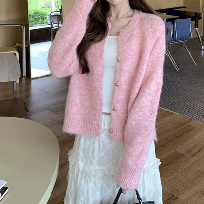 Furry Crewneck Cardigan