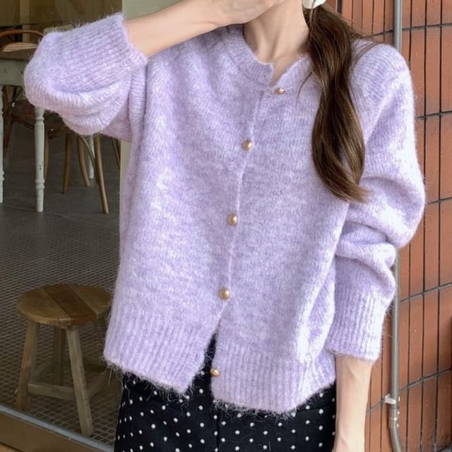 Furry Crewneck Cardigan