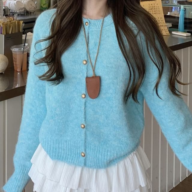 Furry Crewneck Cardigan