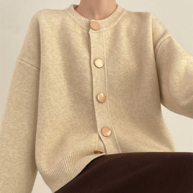 Classic Button-Up Crewneck Cardigan