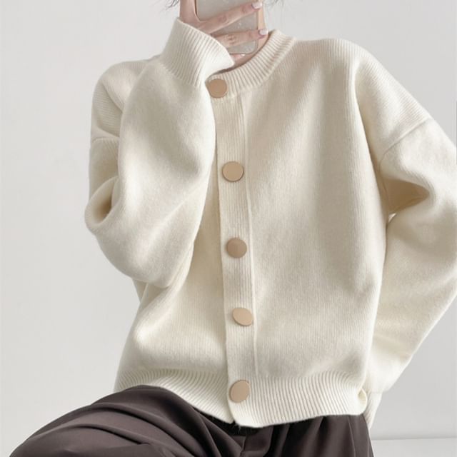 Classic Button-Up Crewneck Cardigan