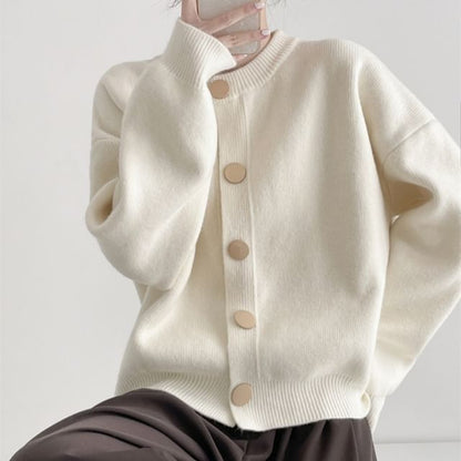Classic Button-Up Crewneck Cardigan