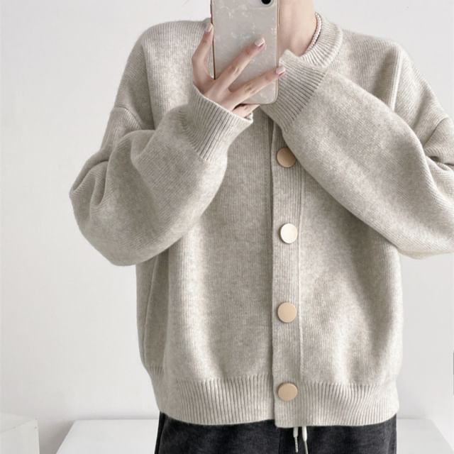 Classic Button-Up Crewneck Cardigan