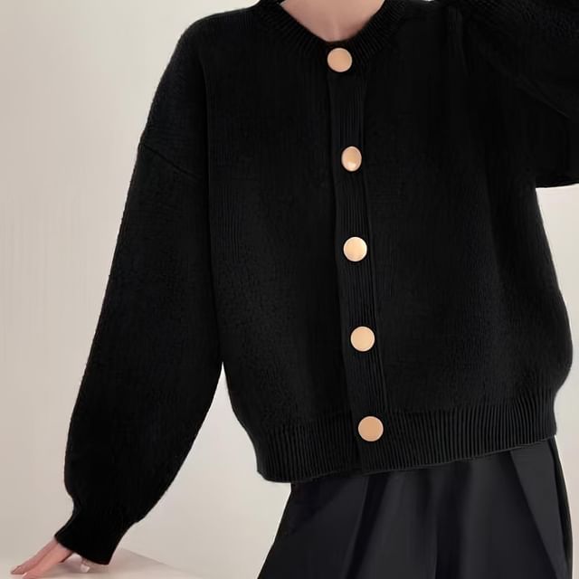 Classic Button-Up Crewneck Cardigan