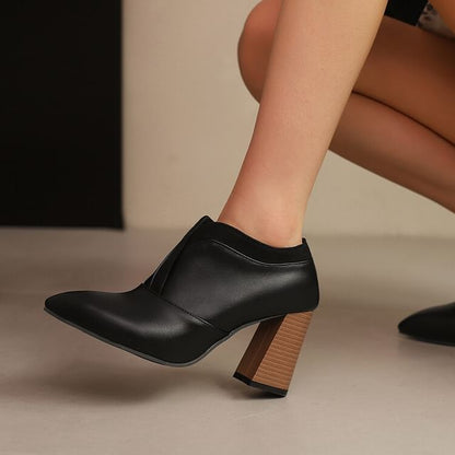 Pointed Chunky Heel Pumps