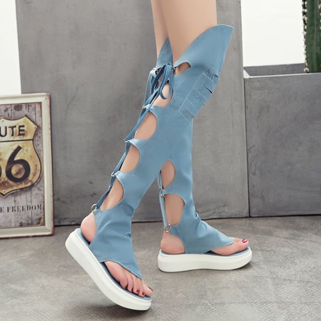 Strappy Thong Platform Gladiator Sandals