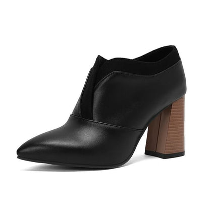 Pointed Chunky Heel Pumps