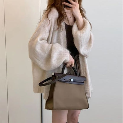 Oversized V-Neck Buttoned Cardigan