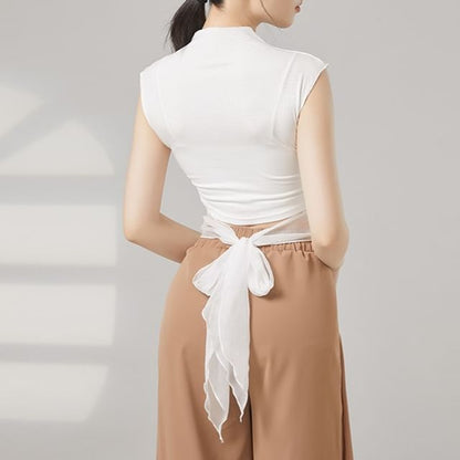 Plain Mock-Neck Sleeveless Dance Top
