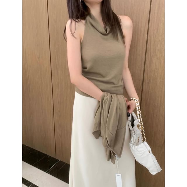 Sleeveless Crop Top and Cardigan Set