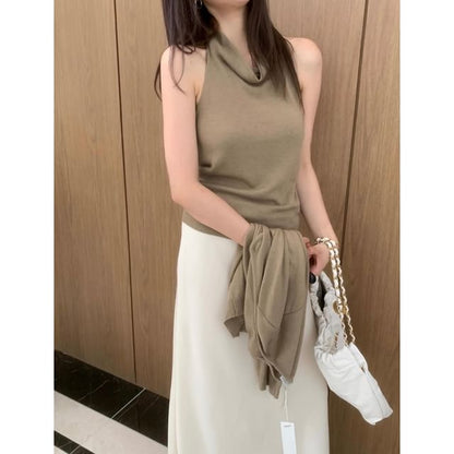 Sleeveless Crop Top and Cardigan Set