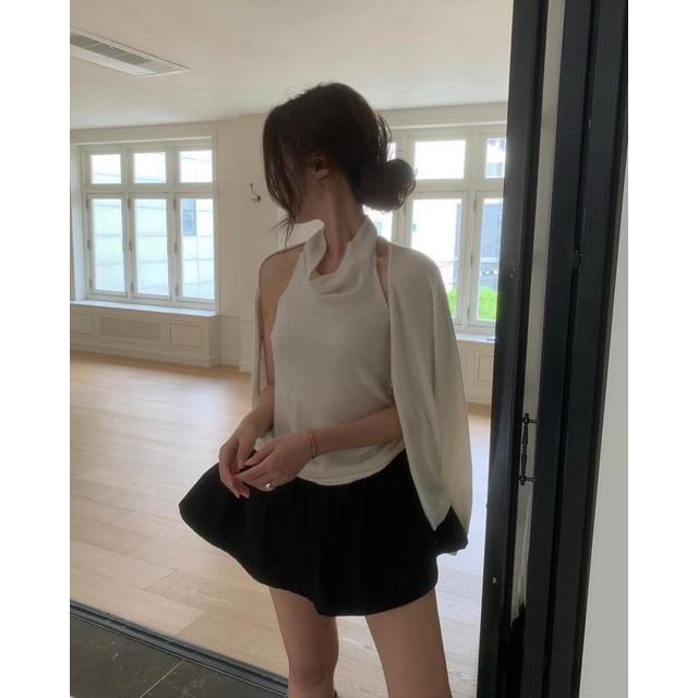 Sleeveless Crop Top and Cardigan Set